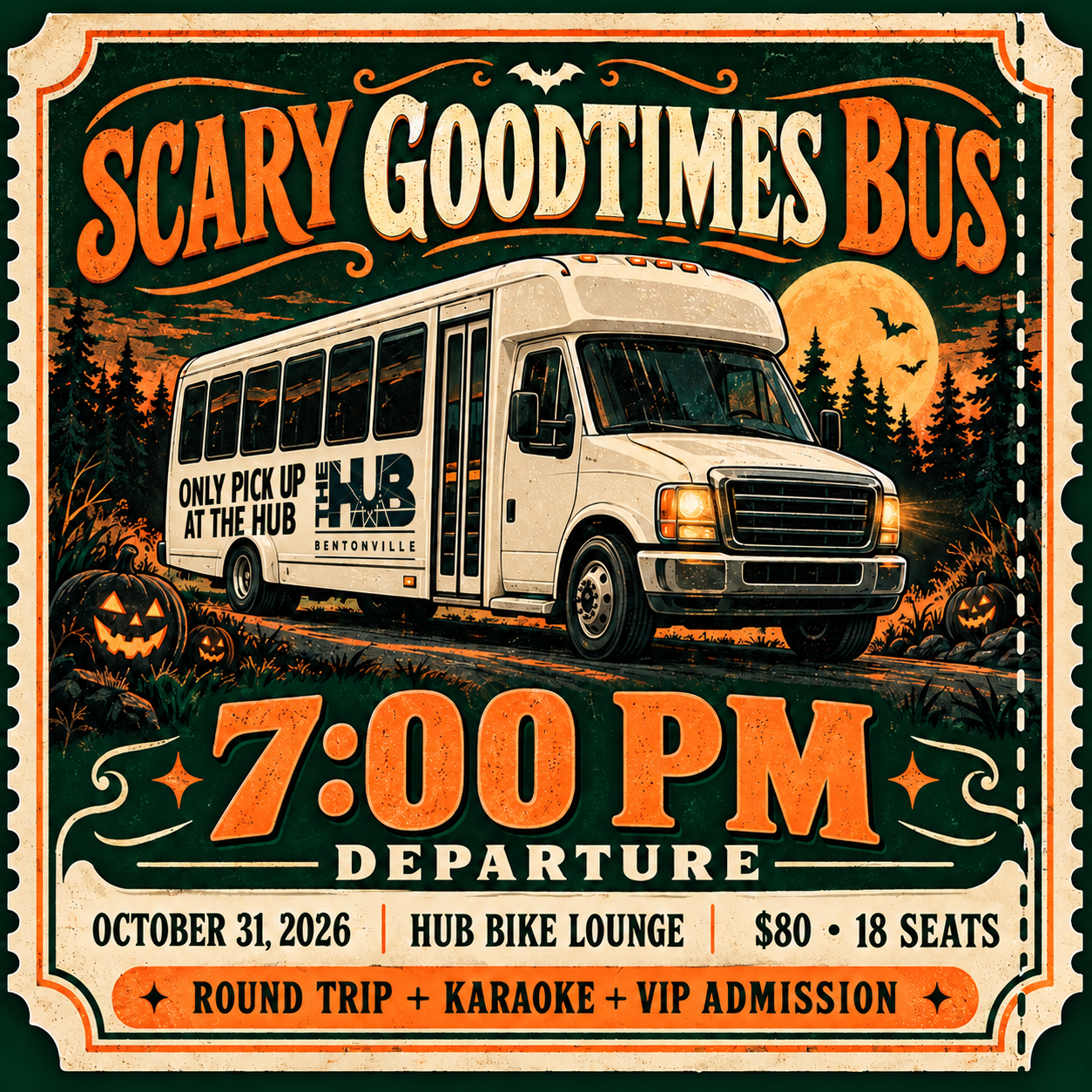 7 PM Departure — Scary GoodTimes Bus Package